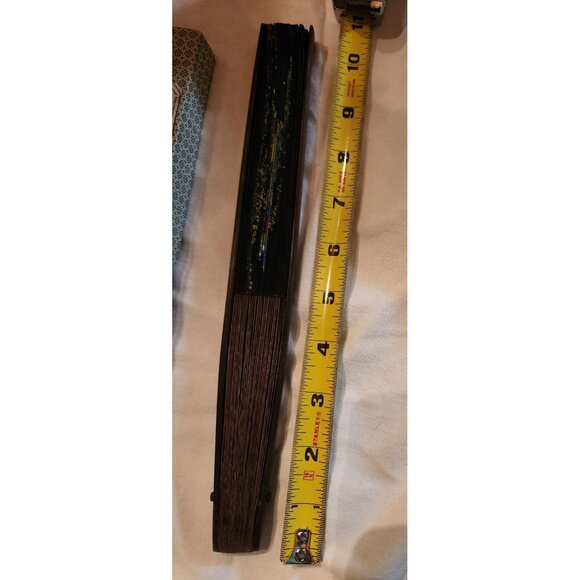 Hand-Painted Chinese Folding Fan Scenic  Bamboo Paper Includes Box - Picture 4 of 4